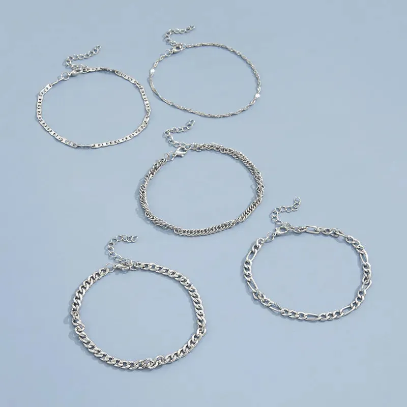 Fashion Metal Chain Anklet Set For Women Vintage Ankle Bracelets