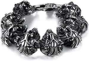 Fashion Month 9 inch Lion Punk Bracelets Hip-hop Bracelets Bangles for Men Stainless Steel
