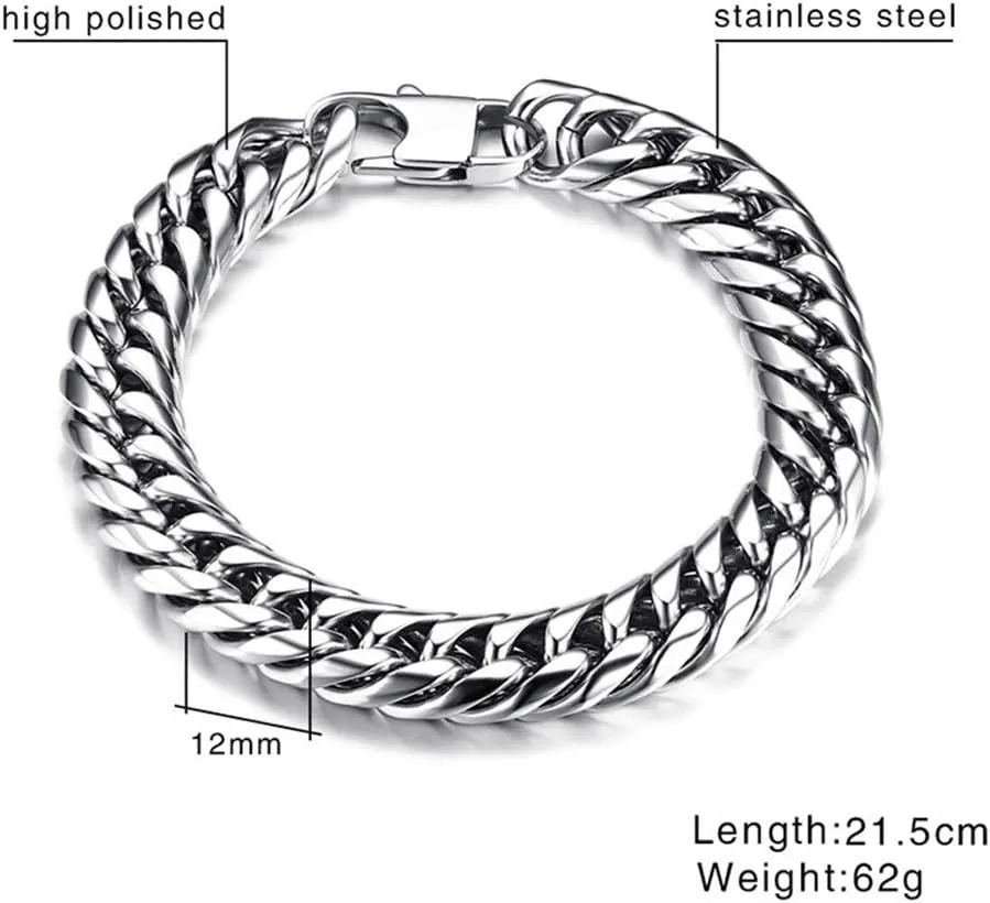 Fashion Month Mens Link Chain Bracelets Bangles Stainless Steel Wrist Band Hand Chain Male Jewelry Gift
