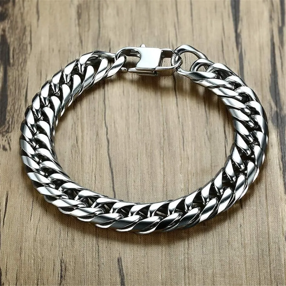 Fashion Month Mens Link Chain Bracelets Bangles Stainless Steel Wrist Band Hand Chain Male Jewelry Gift