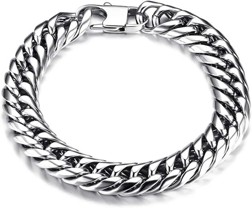 Fashion Month Mens Link Chain Bracelets Bangles Stainless Steel Wrist Band Hand Chain Male Jewelry Gift