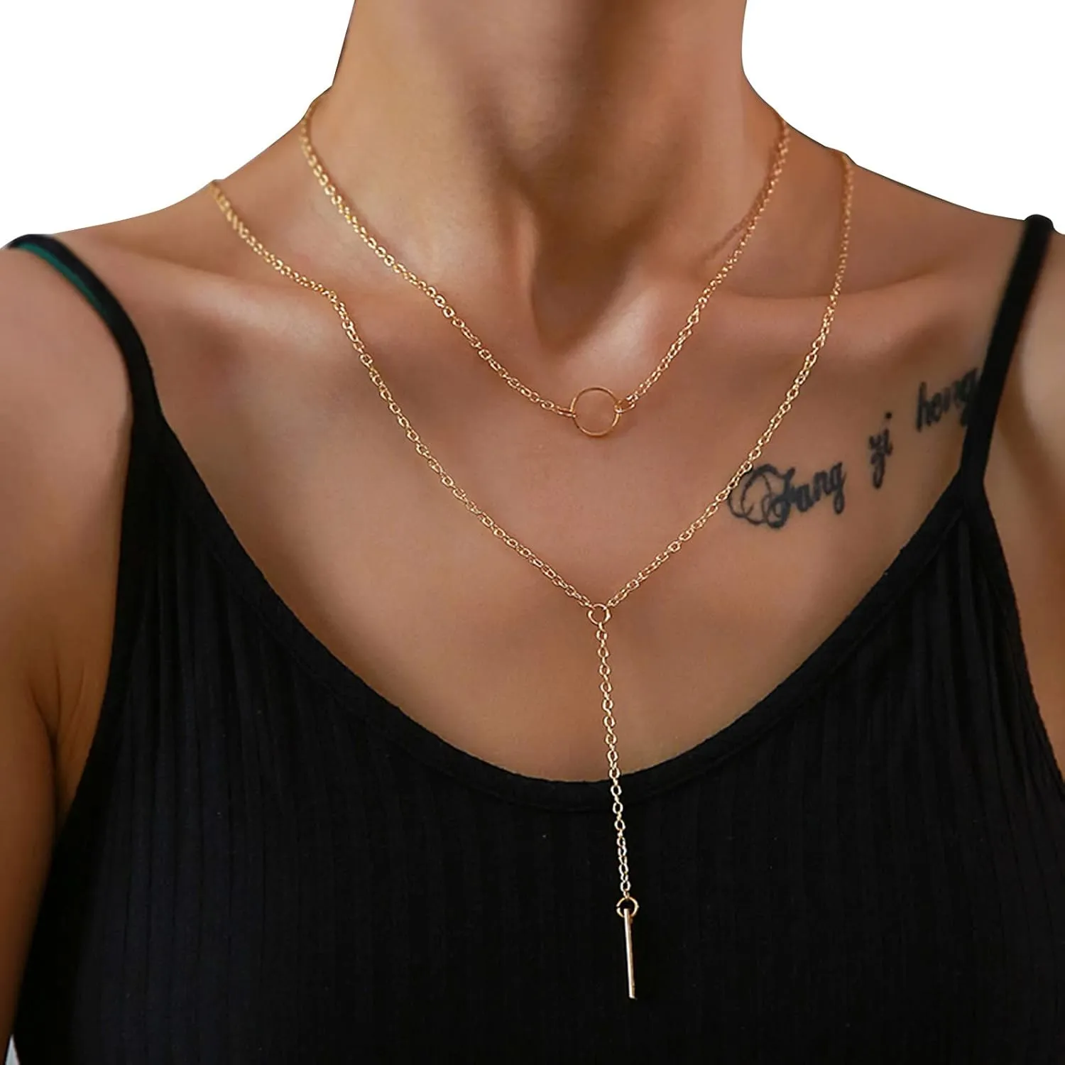 Fashion Multi-Layer Necklace for Women Bohemia Layered Choker Minimalist Design Layering Chain (Gold, One Size)