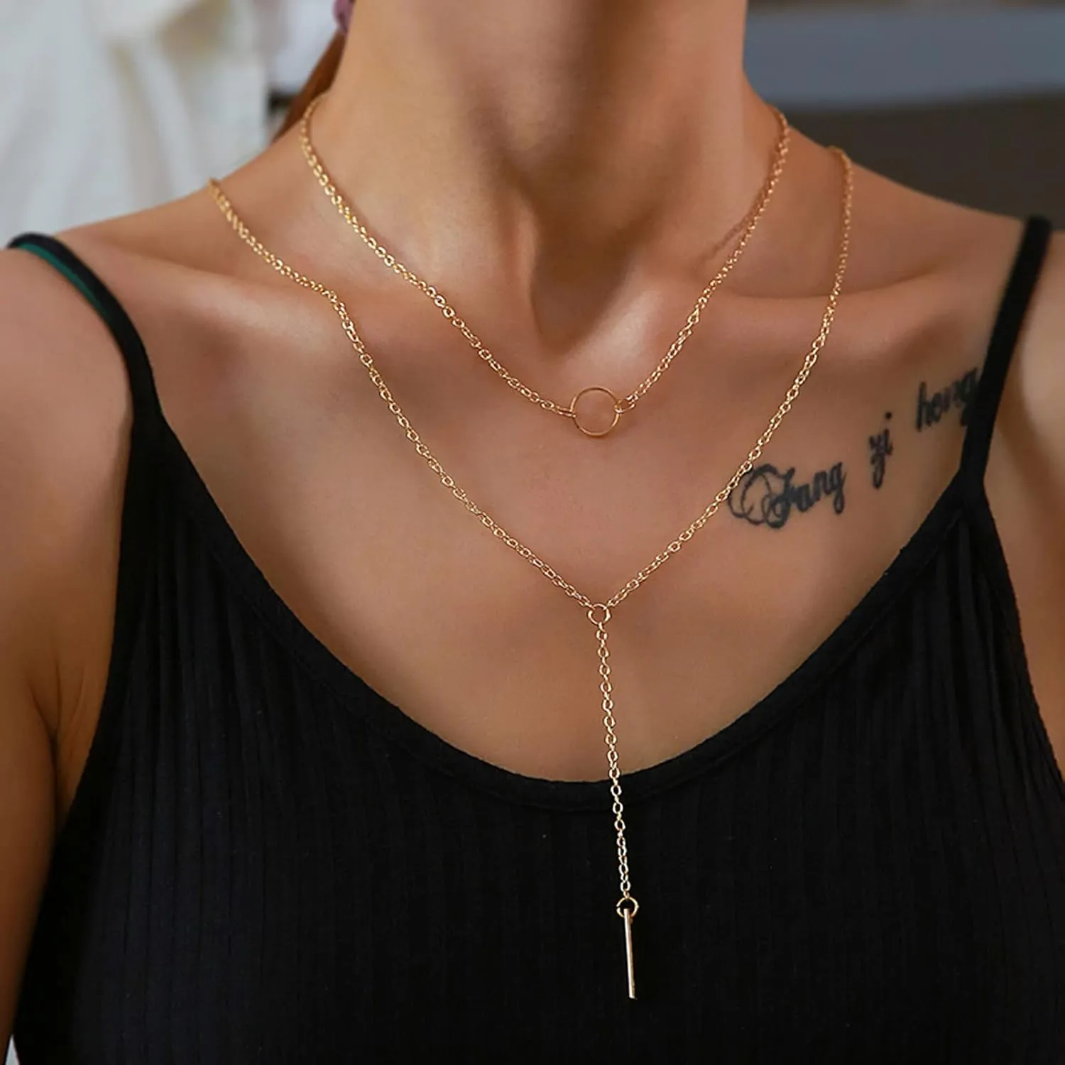Fashion Multi-Layer Necklace for Women Bohemia Layered Choker Minimalist Design Layering Chain (Gold, One Size)
