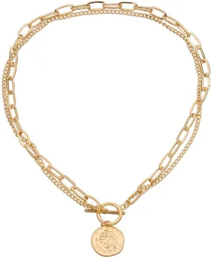 Fashion Multilayer Necklace for Women Retro Clavicle Chain Layered Choker Layering Chain (Gold, One Size)