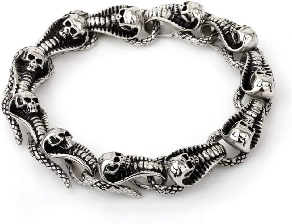 Fashion Punk Skull Stainless Steel Charm Bracelets Rock Cool Bracelets&Bangles Men's Pulsera Jewelry Gift for Friends