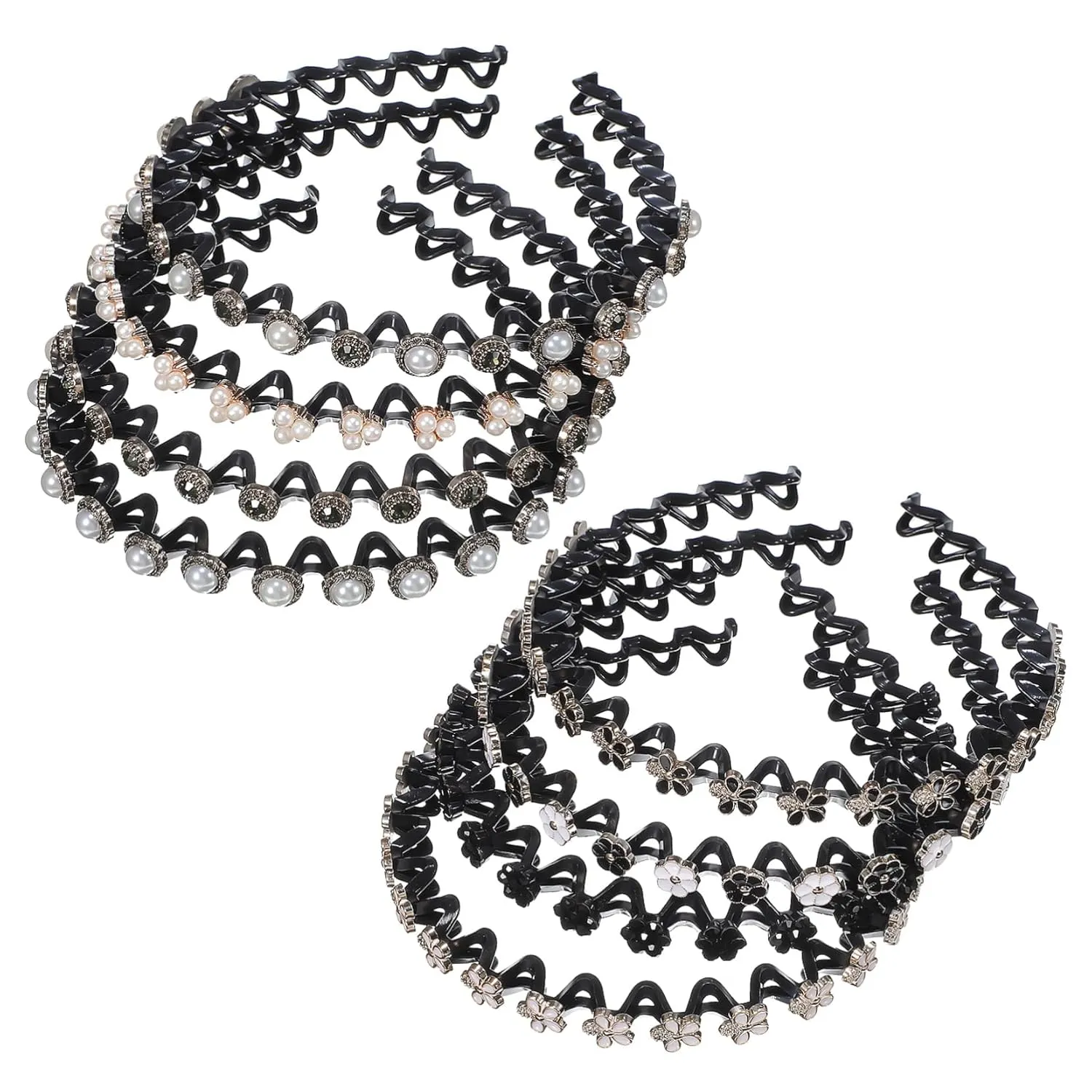 Fashion Trendy Wavy Headbands Pearl Headbands for Women for Curly Hair Hair Accessories for Women