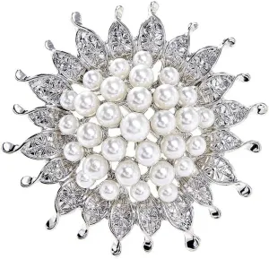 Fashion Women Pearl Diamond Silver brooch Diamond brooch Safety Pin brooch jacket sweater Women's Scarf lapel brooch dress fabric hat bag and other accessories