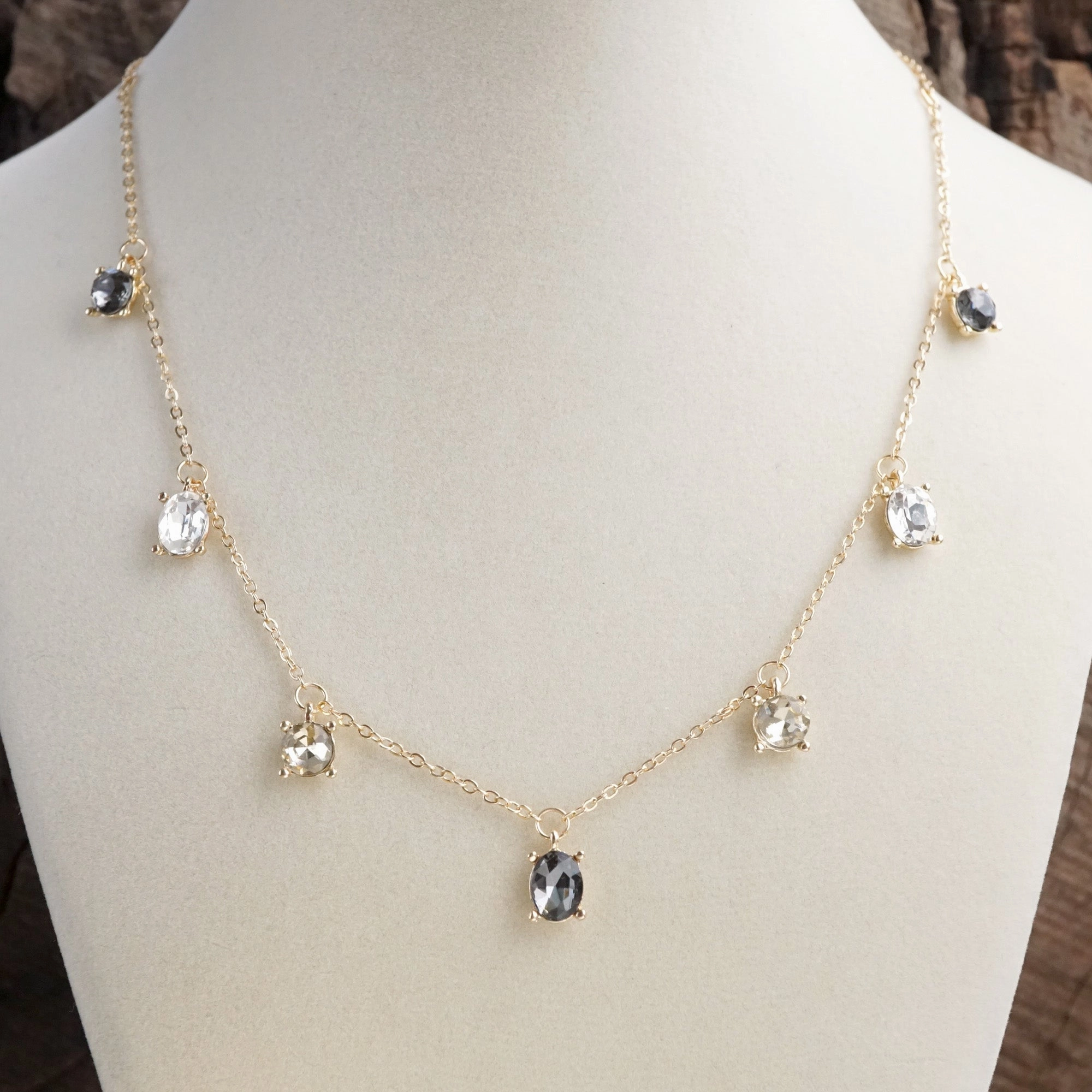 Shimmerlight ?C Dainty Crystal Chain Necklace in Gold Tone All Ages Party Adornment Sophisticated Edge
