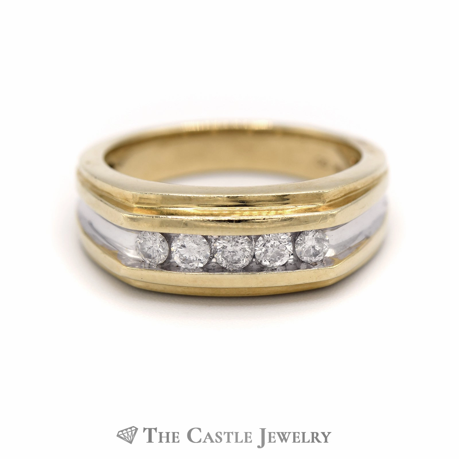 Gorgeous appearance Cultural Heritage Men's Nick Set 1/2cttw 5 Diamond Band in 10k Two Tone Gold