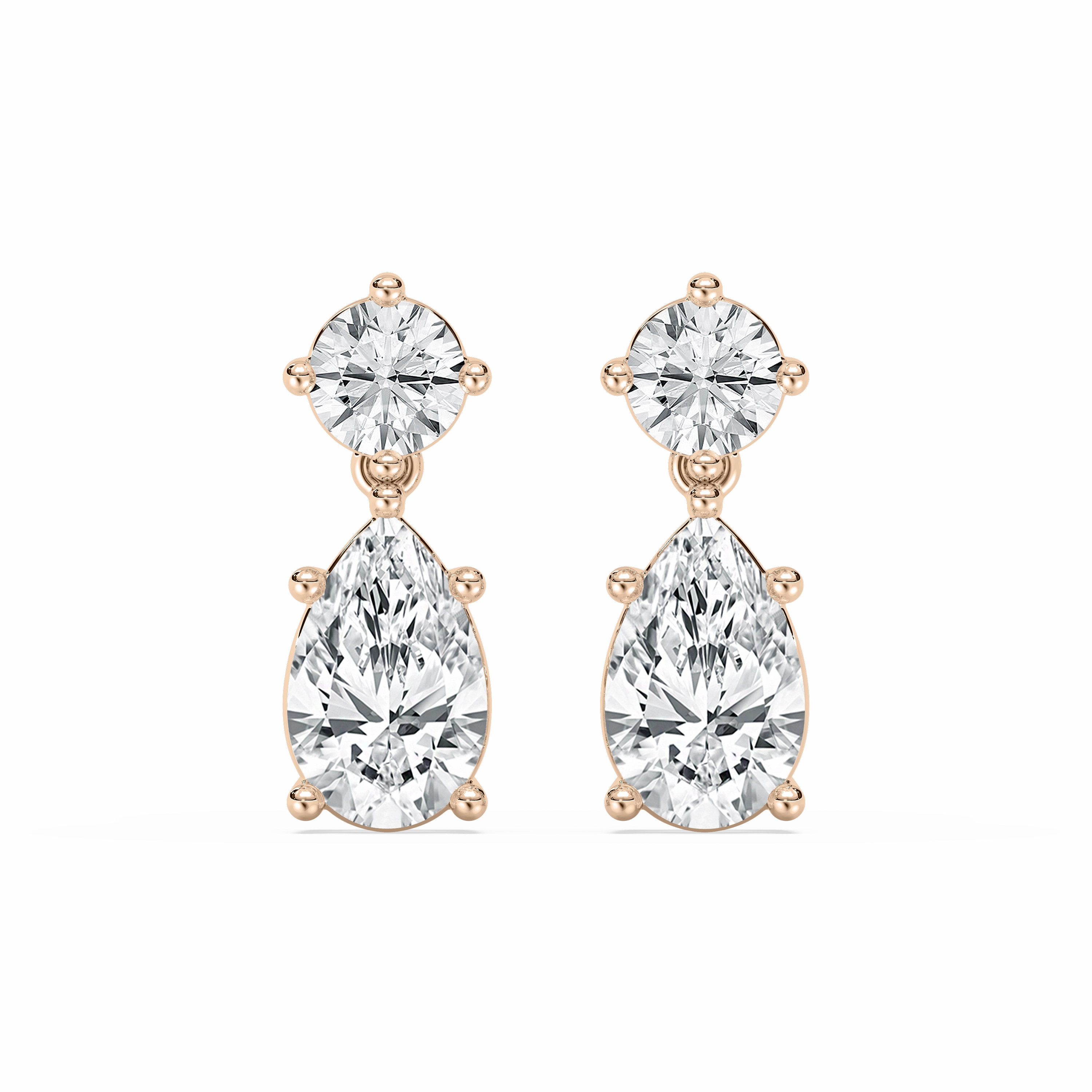 2 ??? ctw Pear and Round Lab Grown Diamond Drop Earrings Metallic Adornment Sparkling Aesthetic