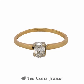 Chic Style Oval Cut .45ct Diamond Solitaire Engagement Ring in 14k Yellow Gold