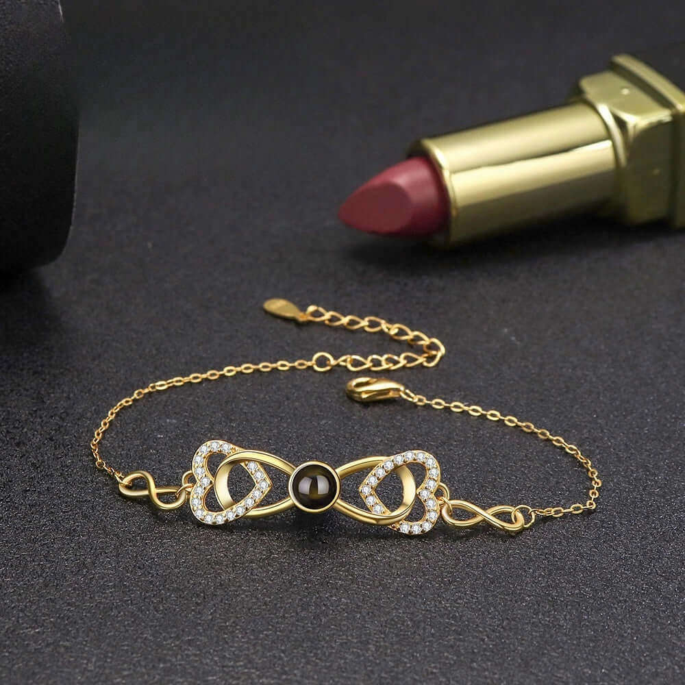 Sterling Silver Two Heart Personalized Heart Bracelet Felicity Bracelet with Picture Inside Heirloom Tale Profound Alloy