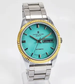 Favre Leuba Geneve Pista Green Dial Automatic 17 Jewels Golden Bezel Men's Watch