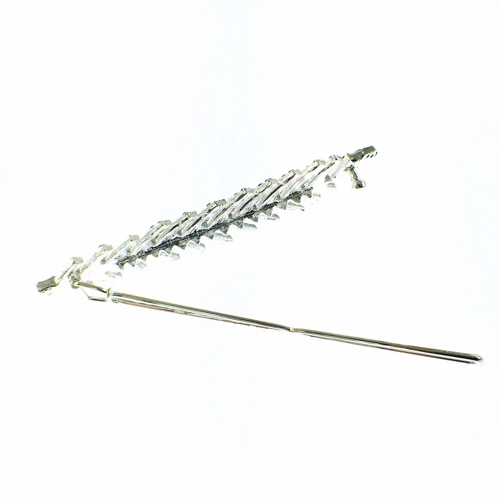 Fern Leaf Hair Clip Rhinestone Crystal silver base Purple