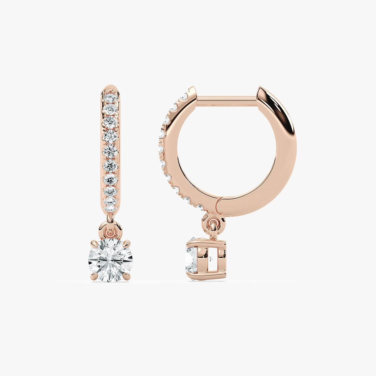 2/3 ctw Round Lab Grown Diamond Solitaire Drop Huggie Hoop Earrings Pearlescent Accent Gorgeous style