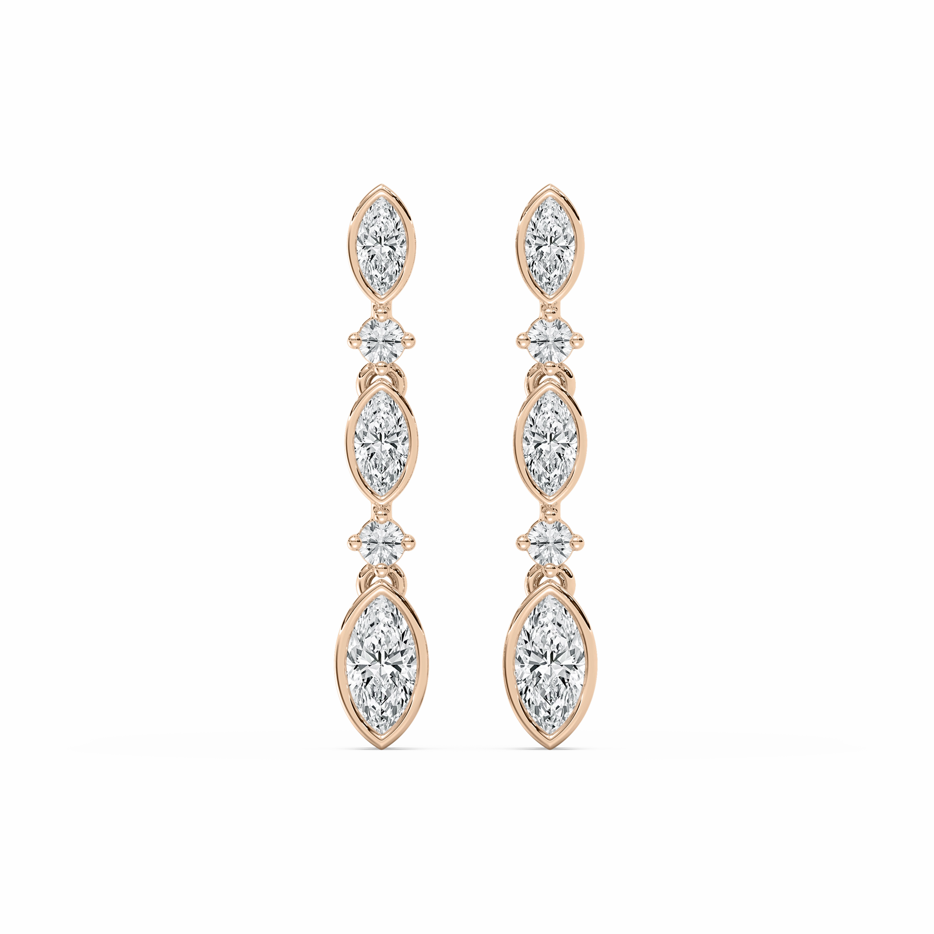5/8 ctw Marquise and Round Lab Grown Diamond Drop Earrings Simple Detail Dull Accessory