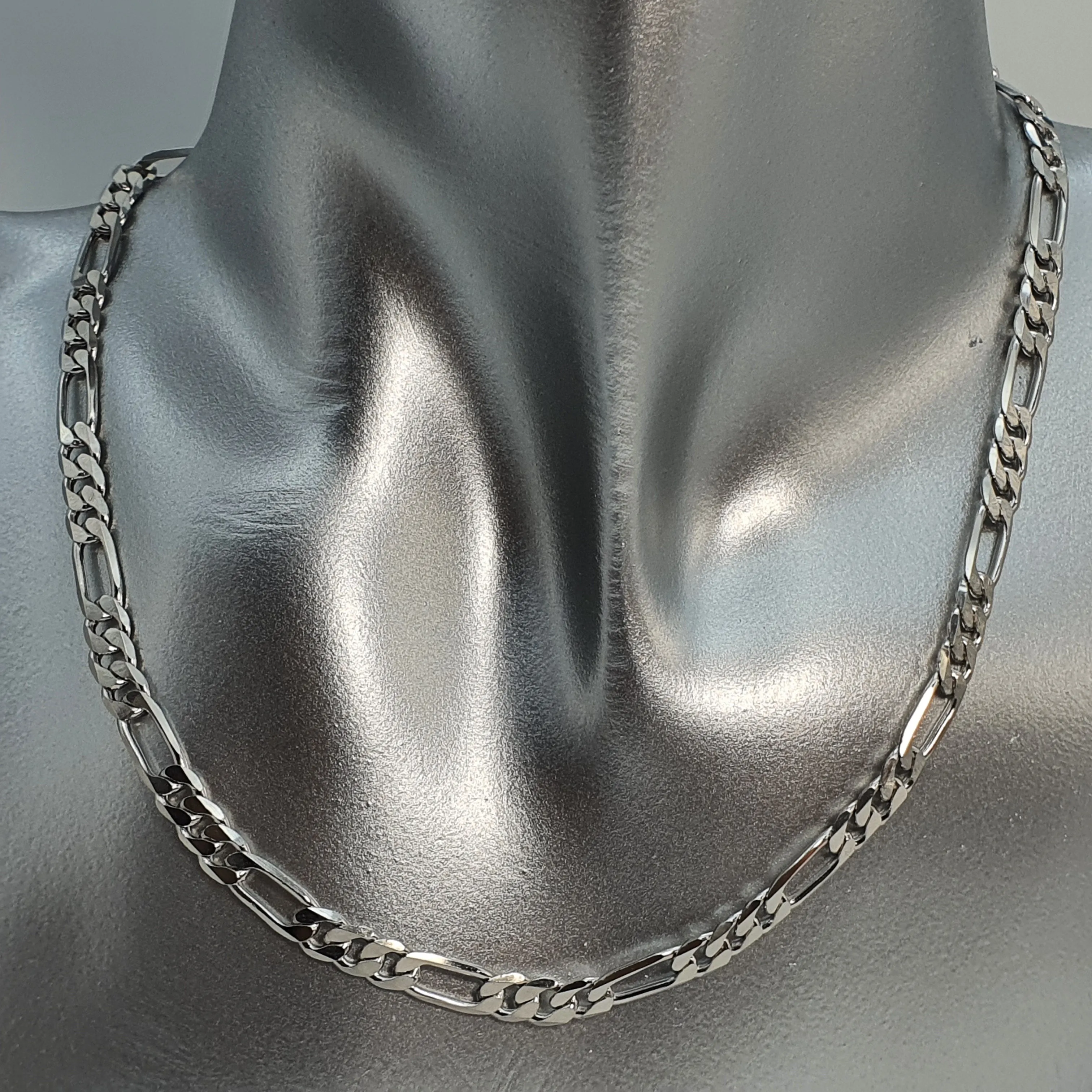 Figaro Chain Necklace, Sterling Silver
