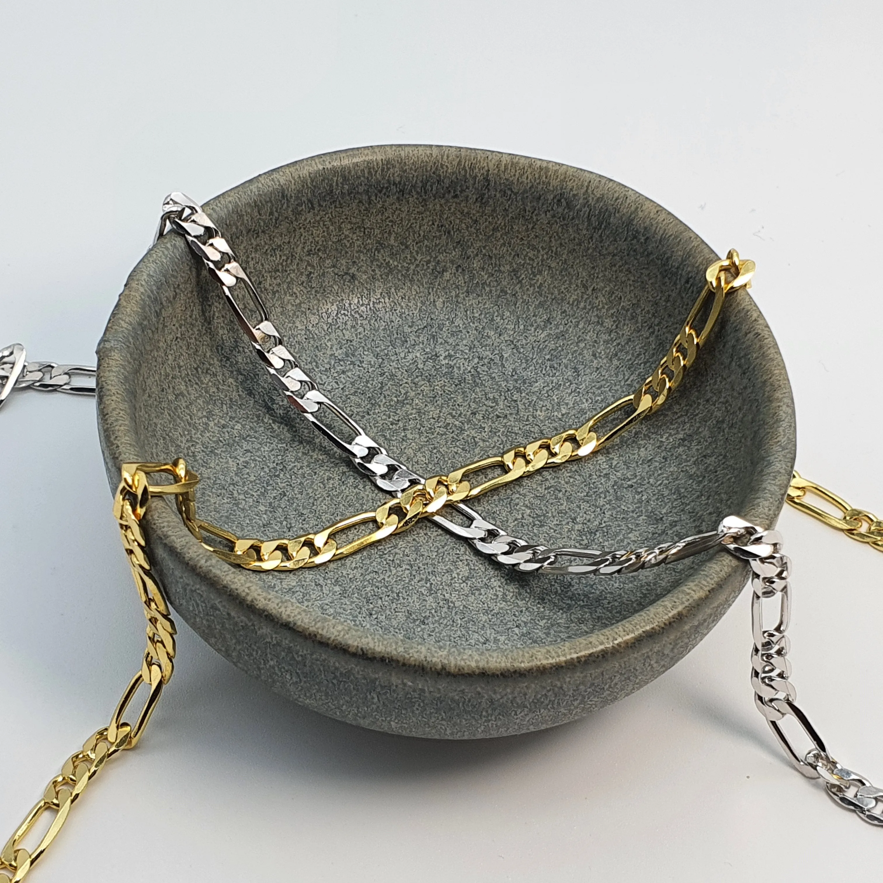 Figaro Chain Necklace, Sterling Silver