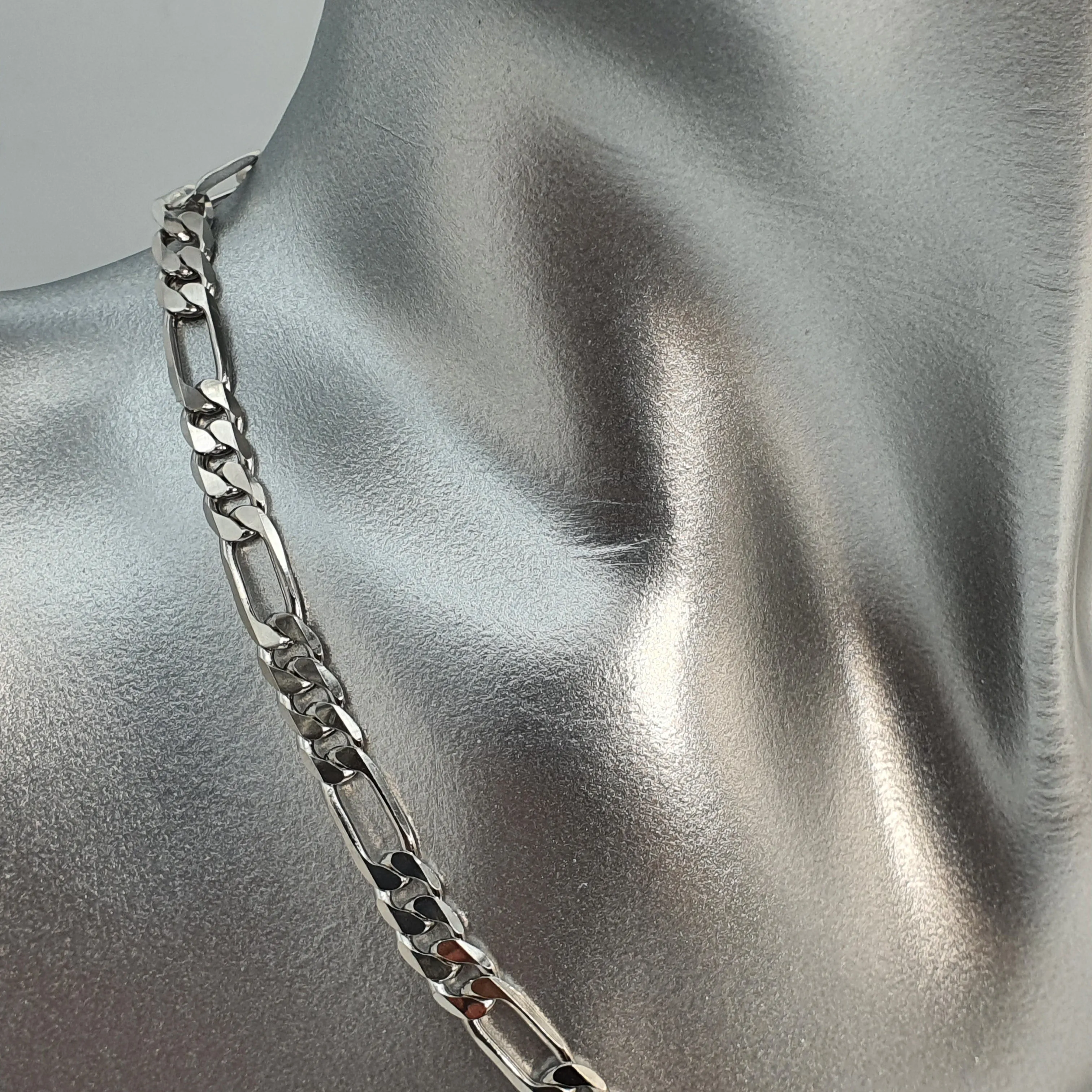 Figaro Chain Necklace, Sterling Silver