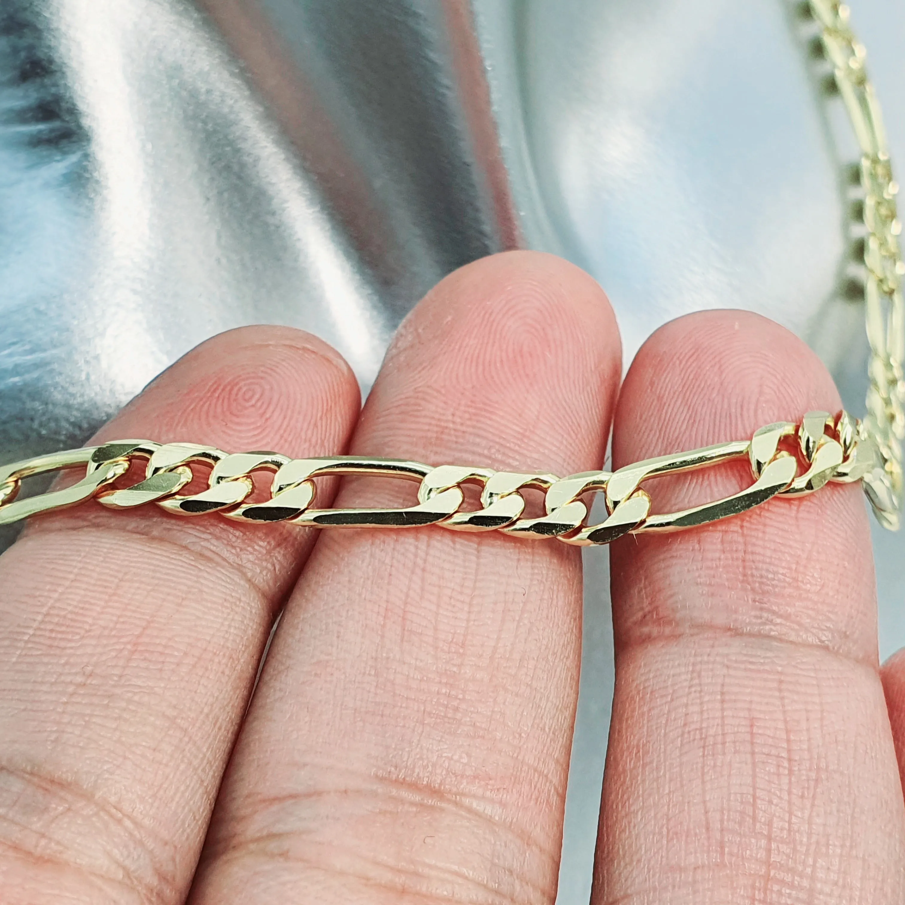 Figaro Chain Necklace, Sterling Silver