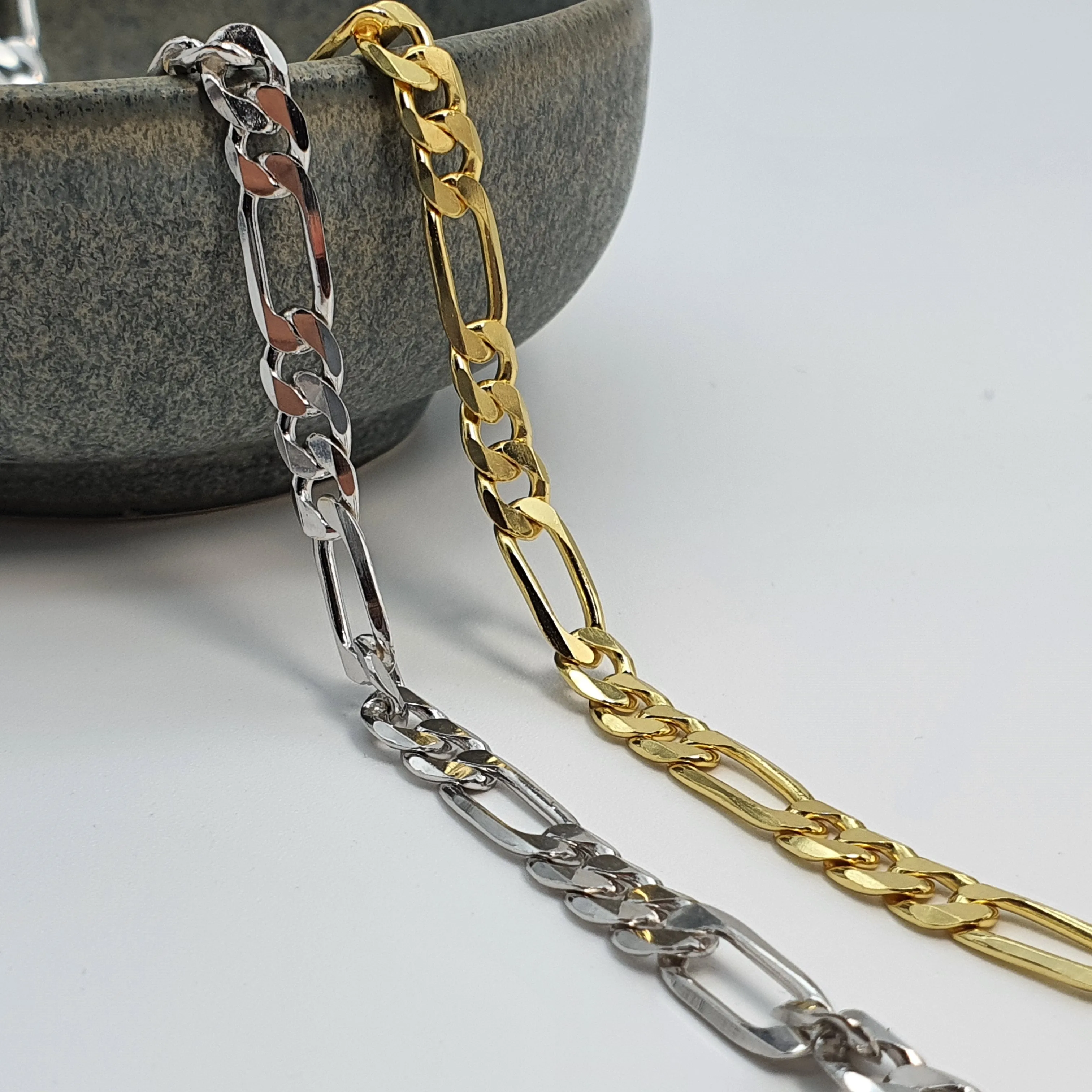 Figaro Chain Necklace, Sterling Silver