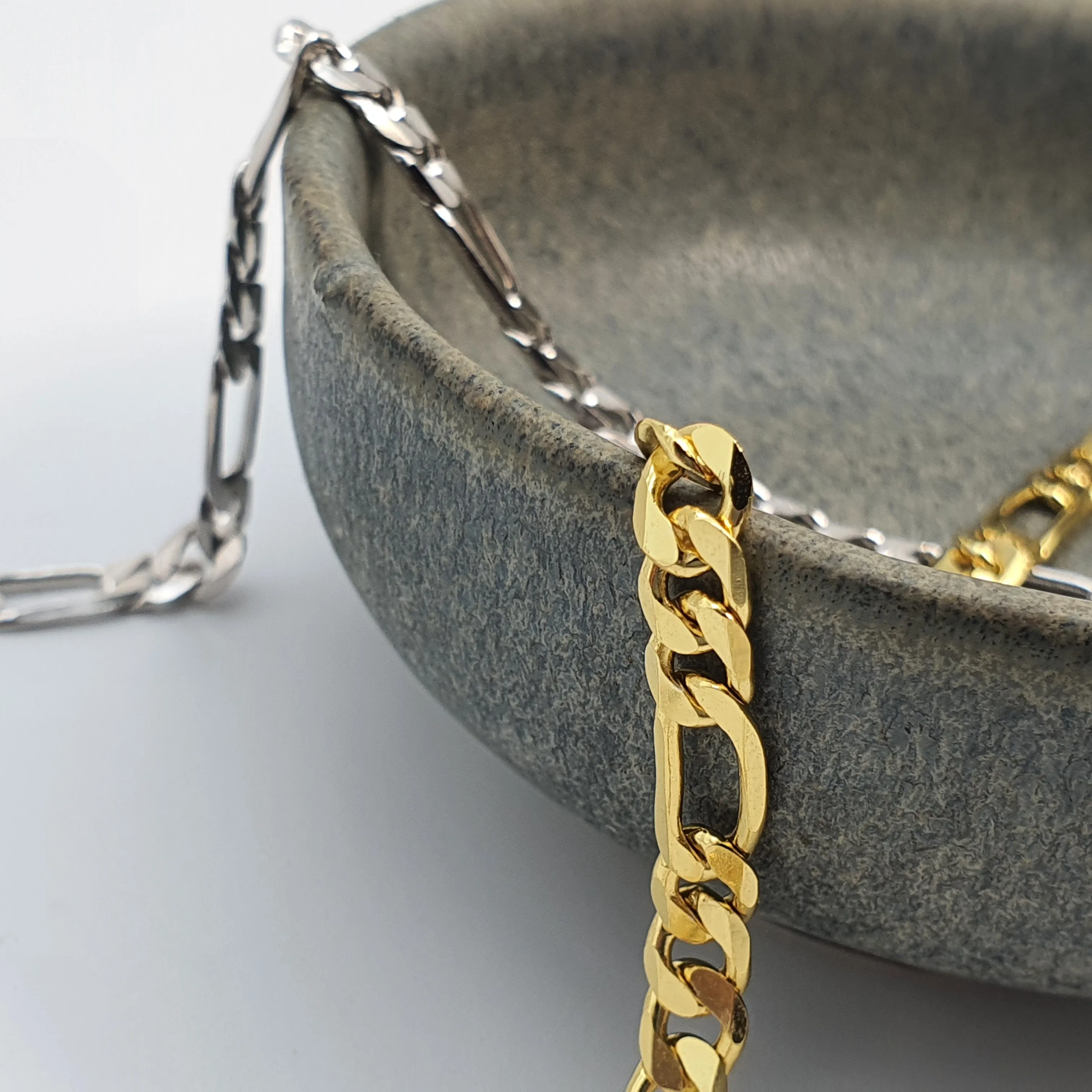 Figaro Chain Necklace, Sterling Silver