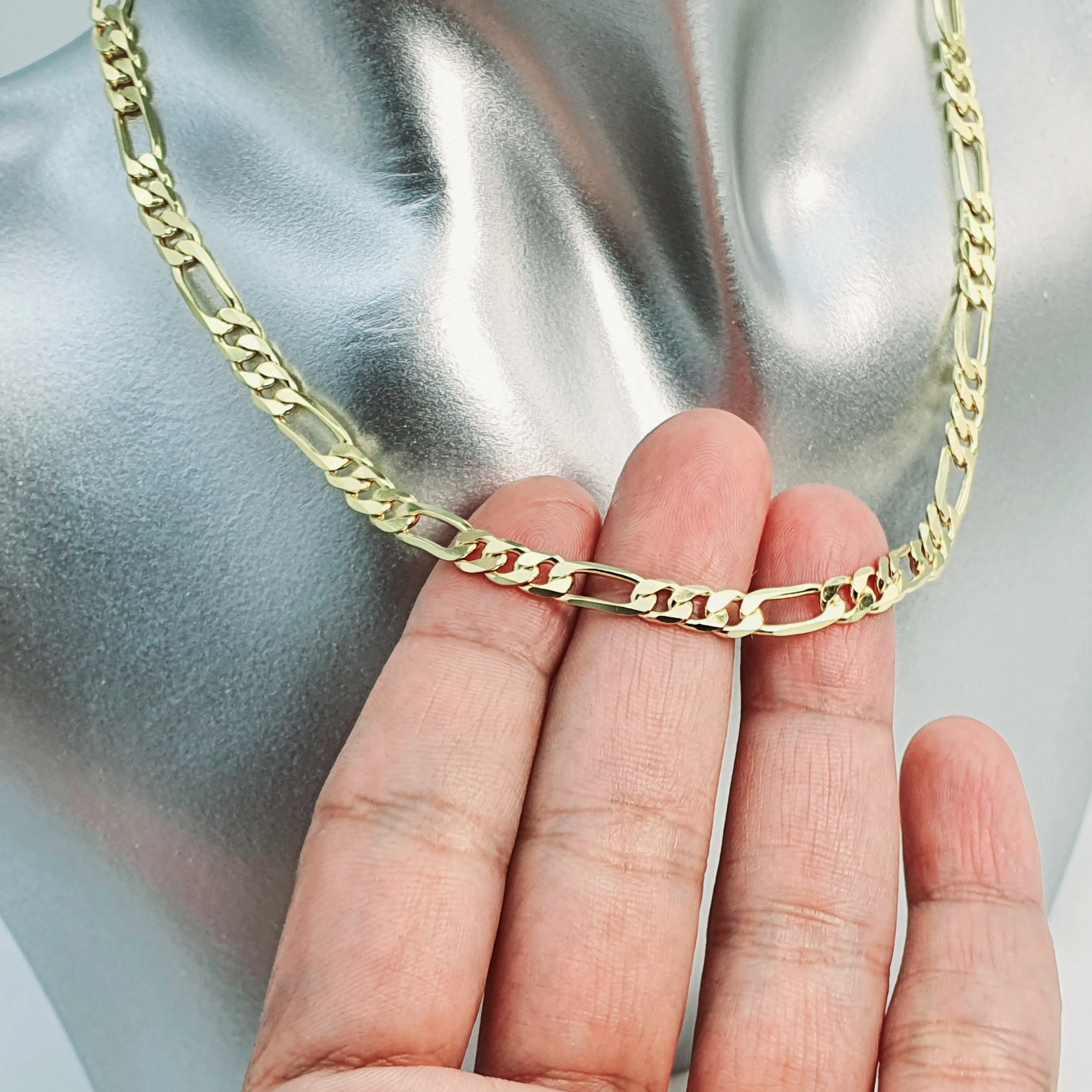 Figaro Chain Necklace, Sterling Silver