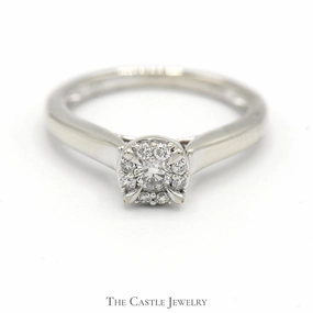 Urban Mood 1/3cttw Diamond Cluster Engagement Ring in 10k White Gold Cathedral Mounting