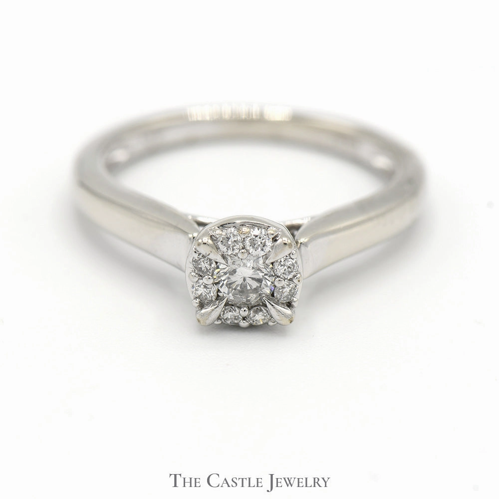 Urban Mood 1/3cttw Diamond Cluster Engagement Ring in 10k White Gold Cathedral Mounting