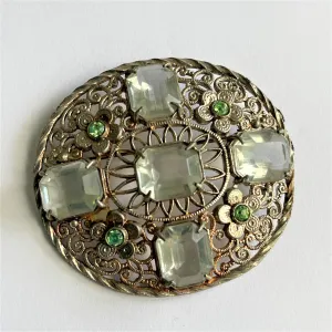 Filigree Rhinestone Vintage Brooch