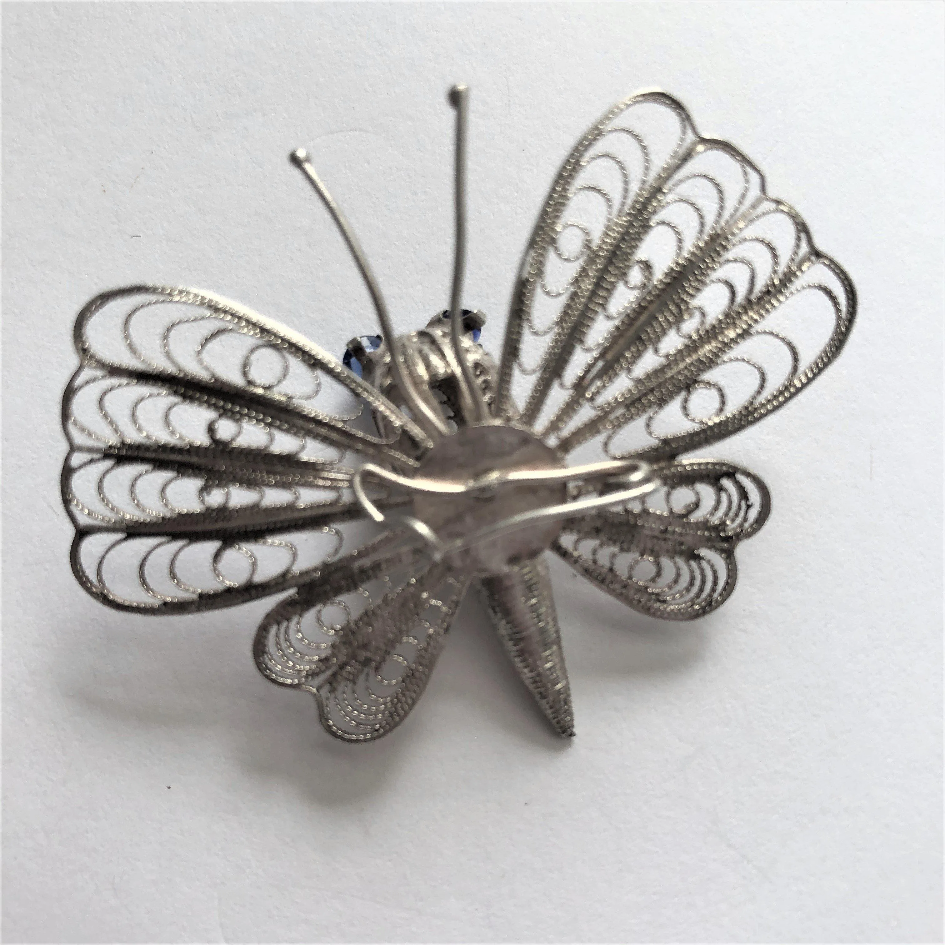 Filigree Silver Tone 1940's Butterfly Brooch