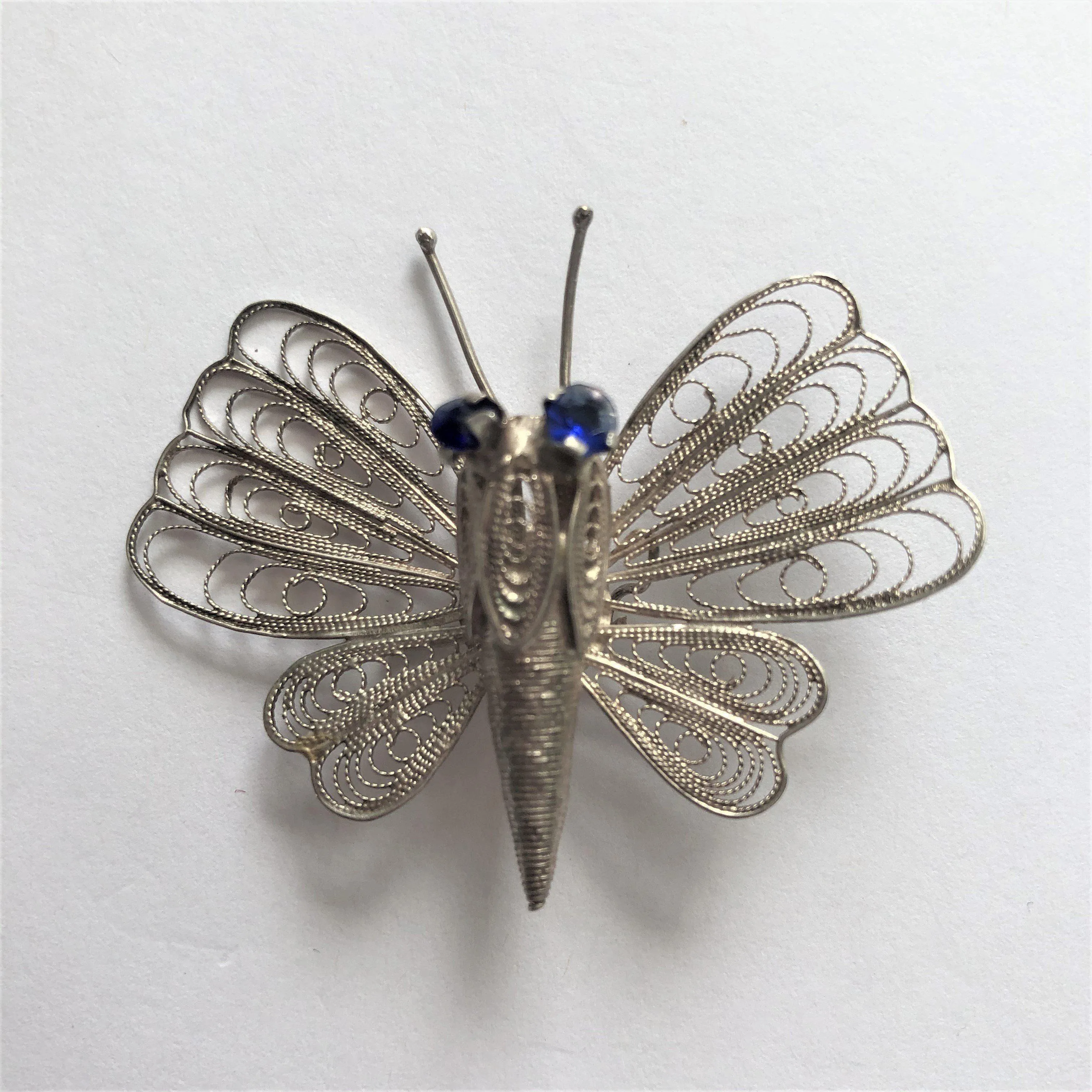 Filigree Silver Tone 1940's Butterfly Brooch