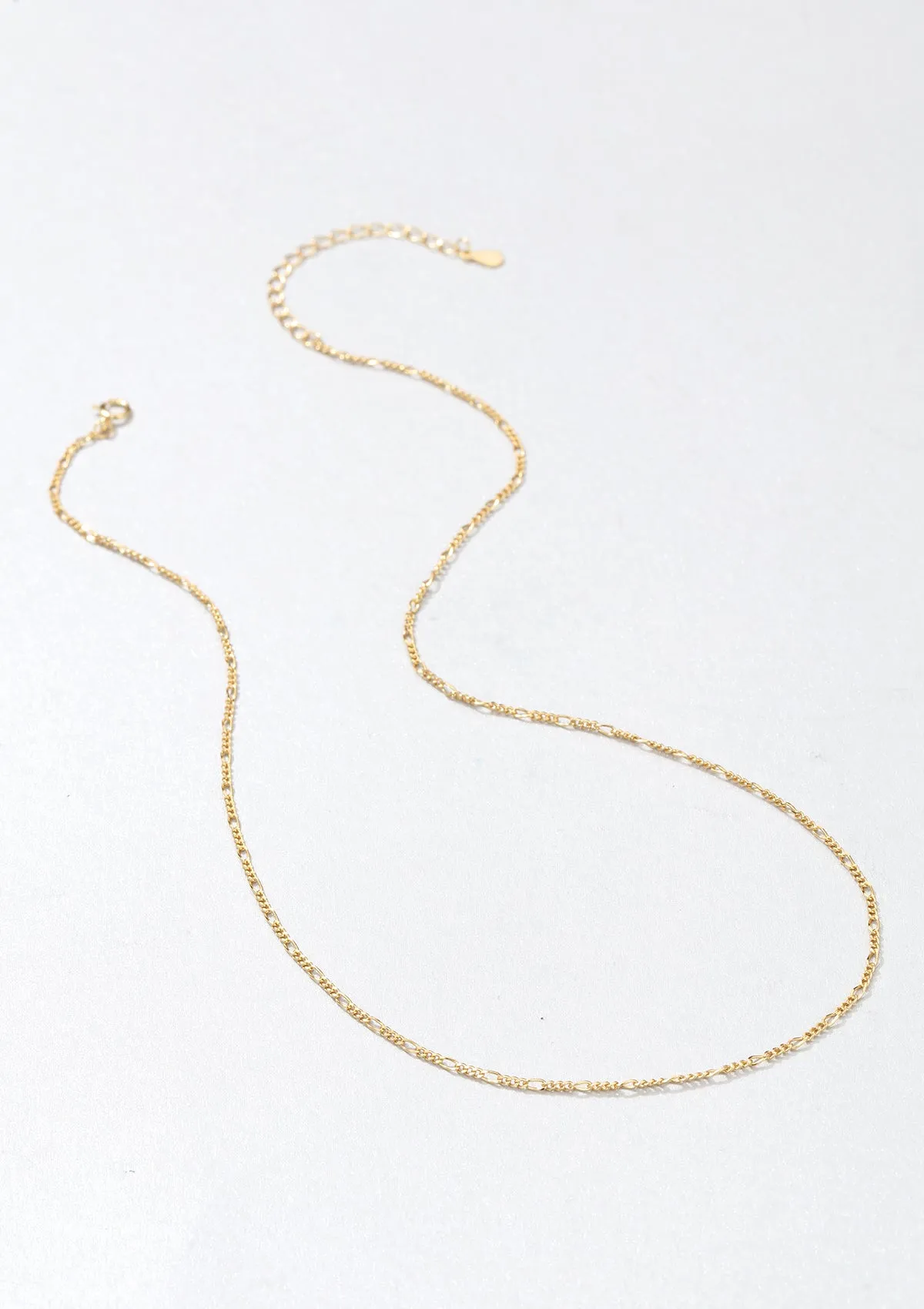 Fine Figaro Chain Necklace Sterling Silver Gold