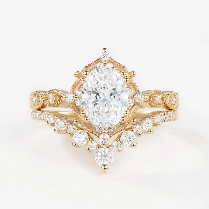 Signature Vintage - Oval Cut Vintage Ring Set 2pcs - Charlotte Iconic Accent Soft Vibe