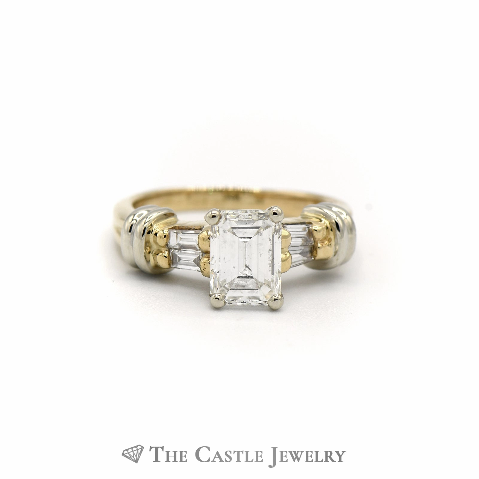 2.43cttw Emerald Cut Diamond Engagement Ring with Accents party accessory Vintage Style