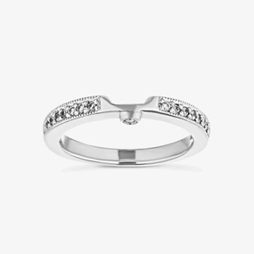 Modern Jewelry Simple Piece Tiffany 1/8 ctw Round Lab Grown Diamond Milgrain Curved Band