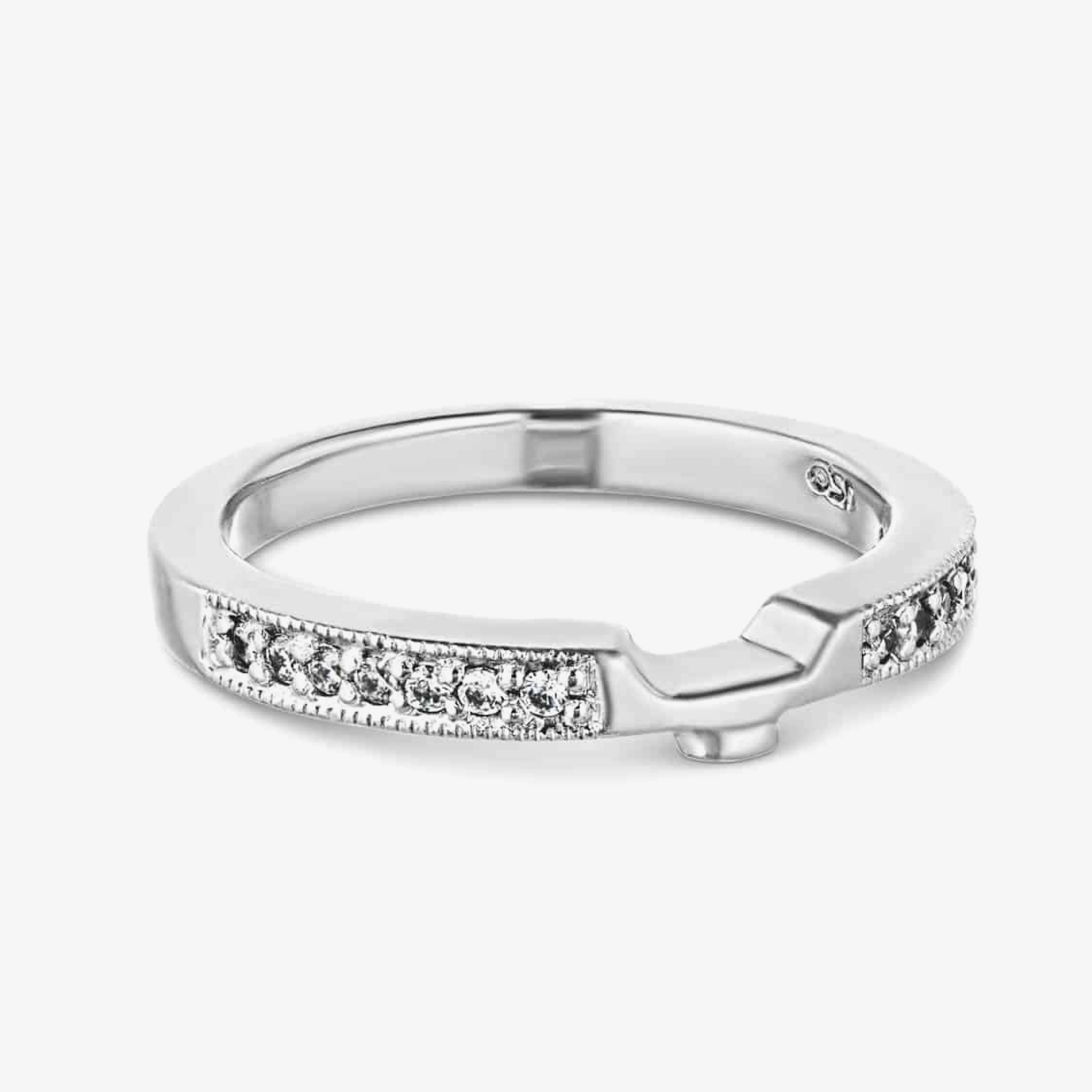 High-End Object Classic Accent Tiffany 1/8 ctw Round Lab Grown Diamond Milgrain Curved Band