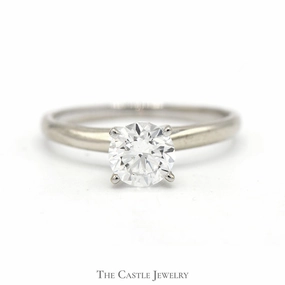 Artistic Display Fresh Detail Lab Grown 1ct SI2 E Diamond Solitaire Engagement Ring in 14k White Gold