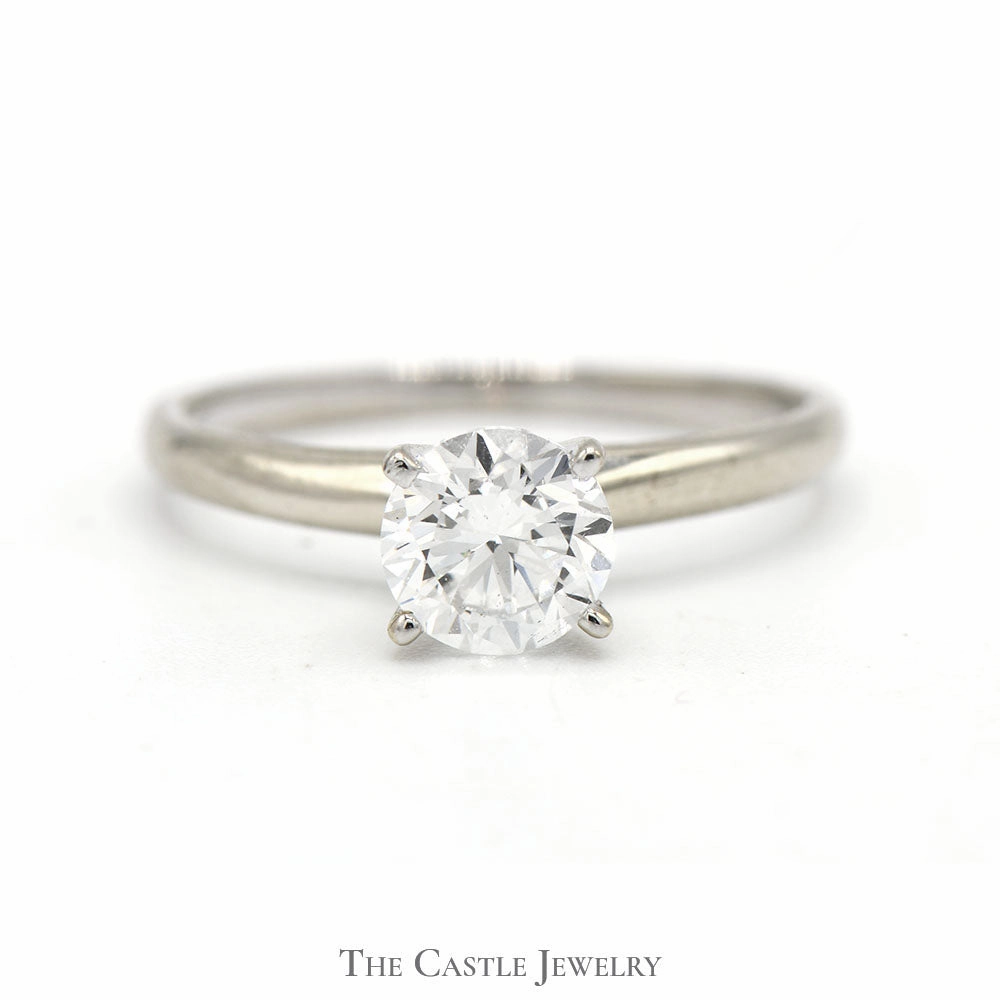 Artistic Display Fresh Detail Lab Grown 1ct SI2 E Diamond Solitaire Engagement Ring in 14k White Gold