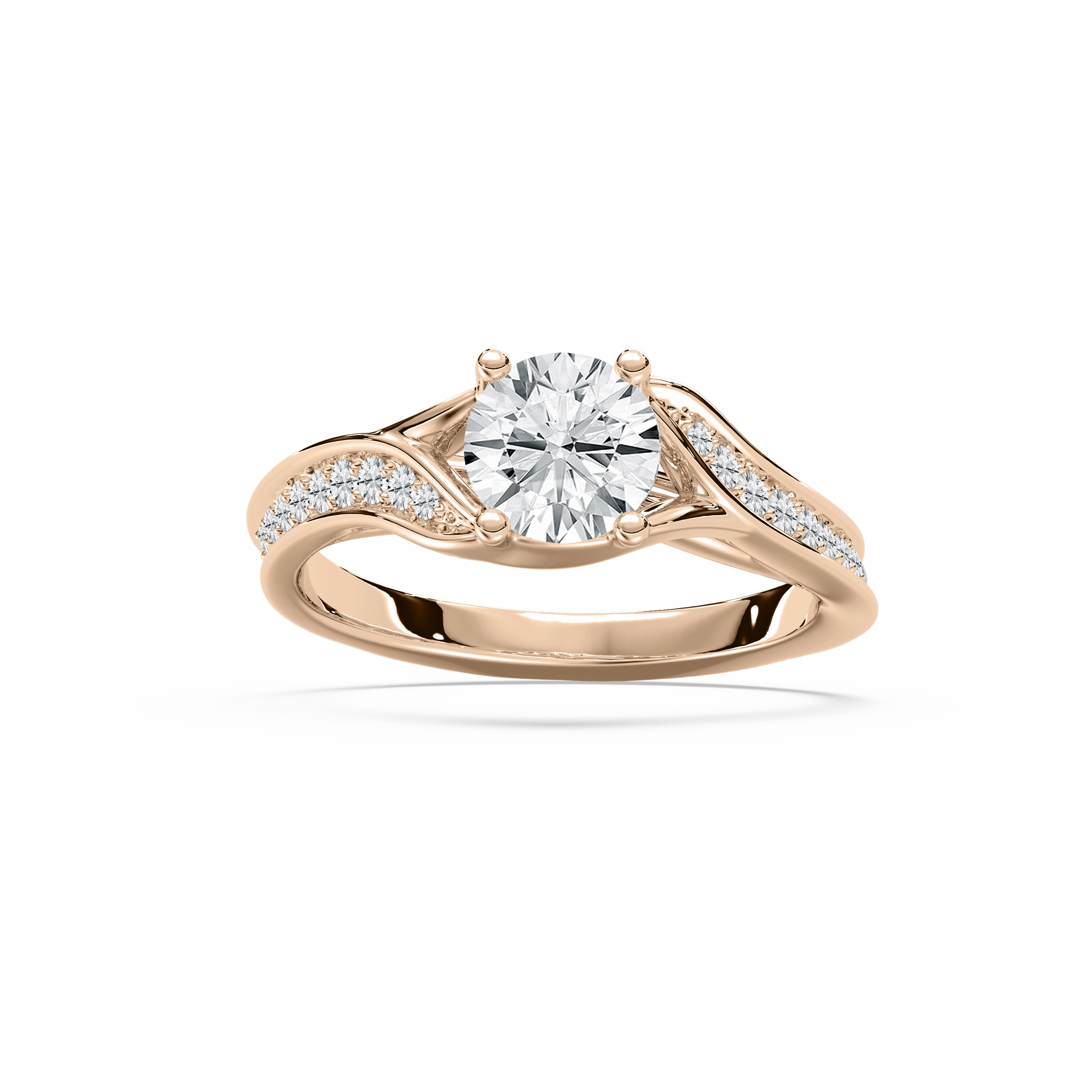 Nala 1 1?? ctw Round Lab Grown Diamond Channel Set Twist Side Stone Engagement Ring Travel Wear