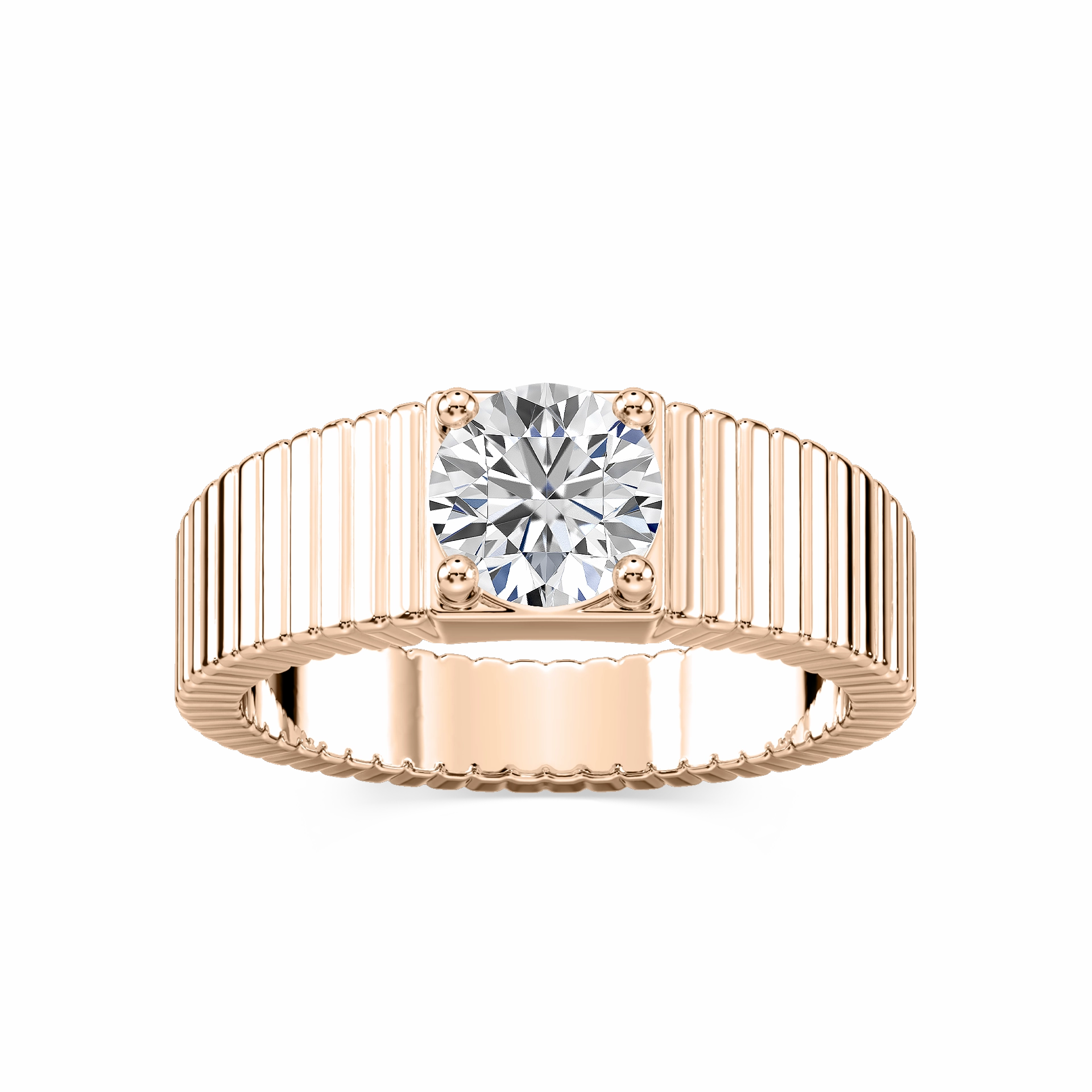 Inspired Style Noelle 1 ctw Round Lab Grown Diamond Fluted Solitaire Engagement Ring