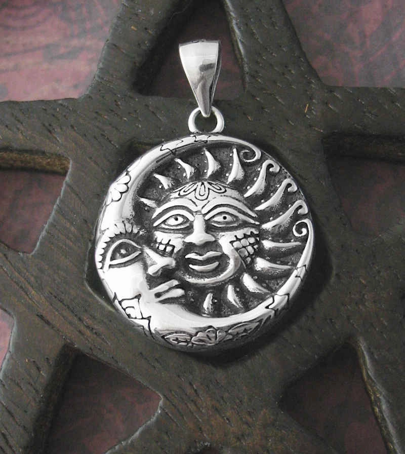 Elegant Item Ornate Sun and Moon Pendant, Small