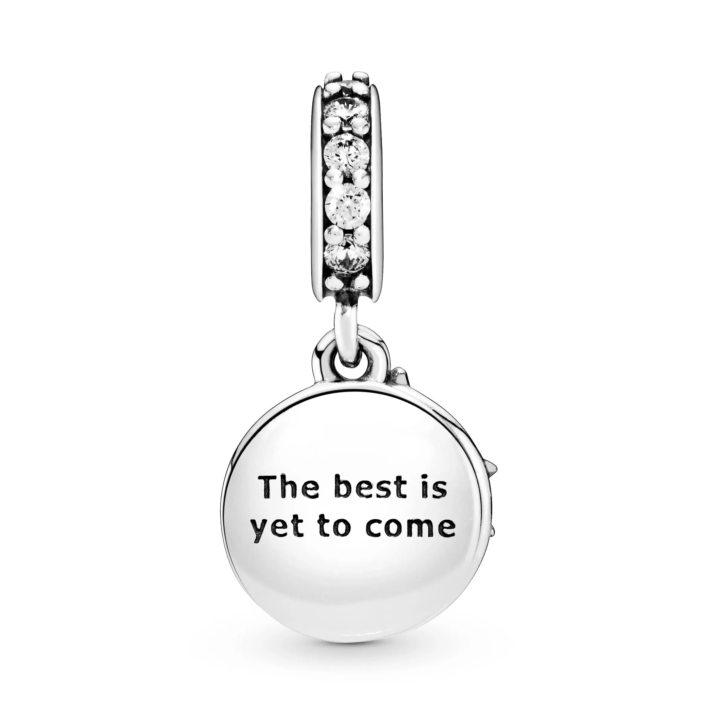 Firework silver dangle with clear cubic zirconia and blue enamel