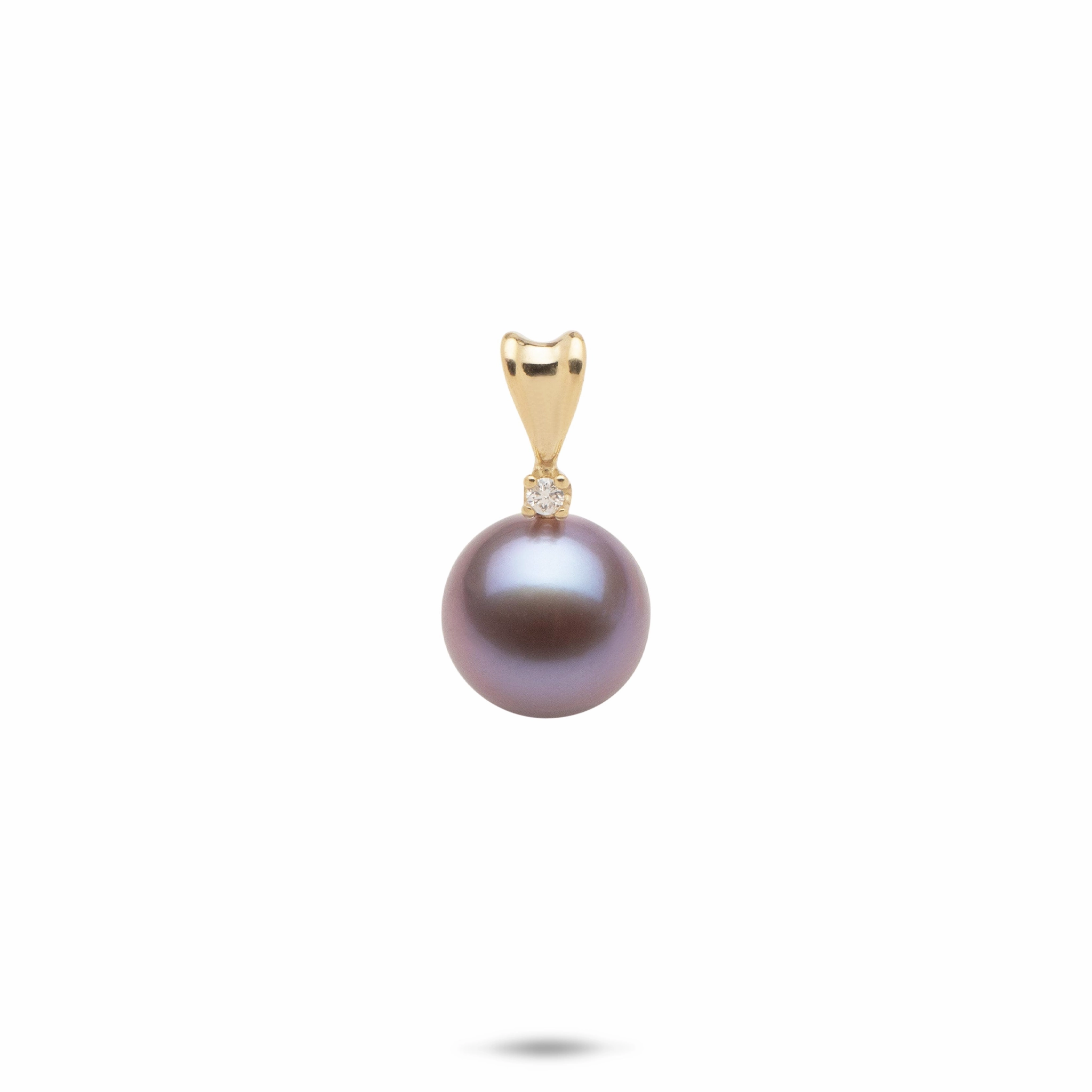 Party Favorite Lilac Freshwater Pearl Pendant in Gold with Diamond - 9-10mm