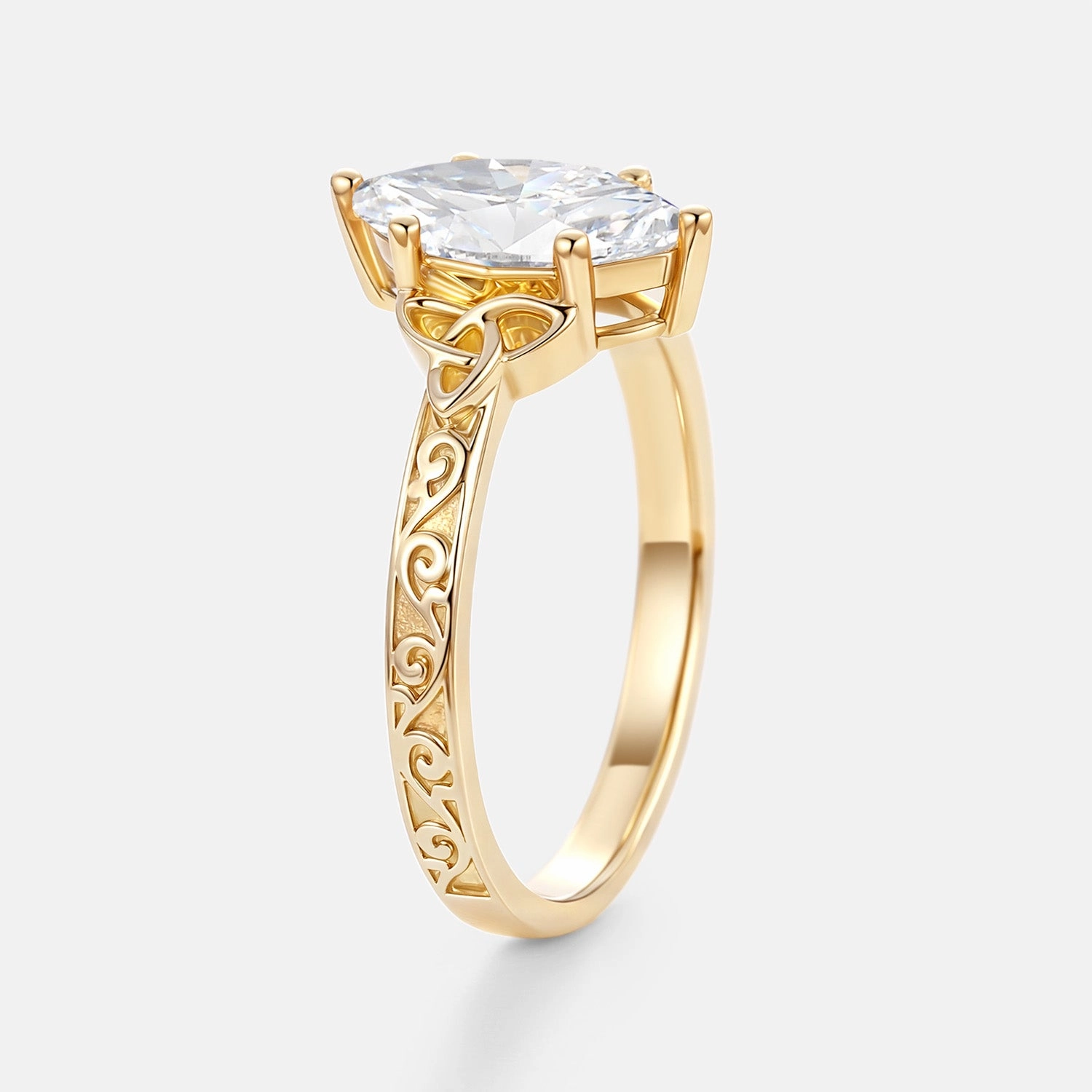 Marquise Lab Grown Diamond Celtic Engraved Engagement Ring - Seraph All Day Style