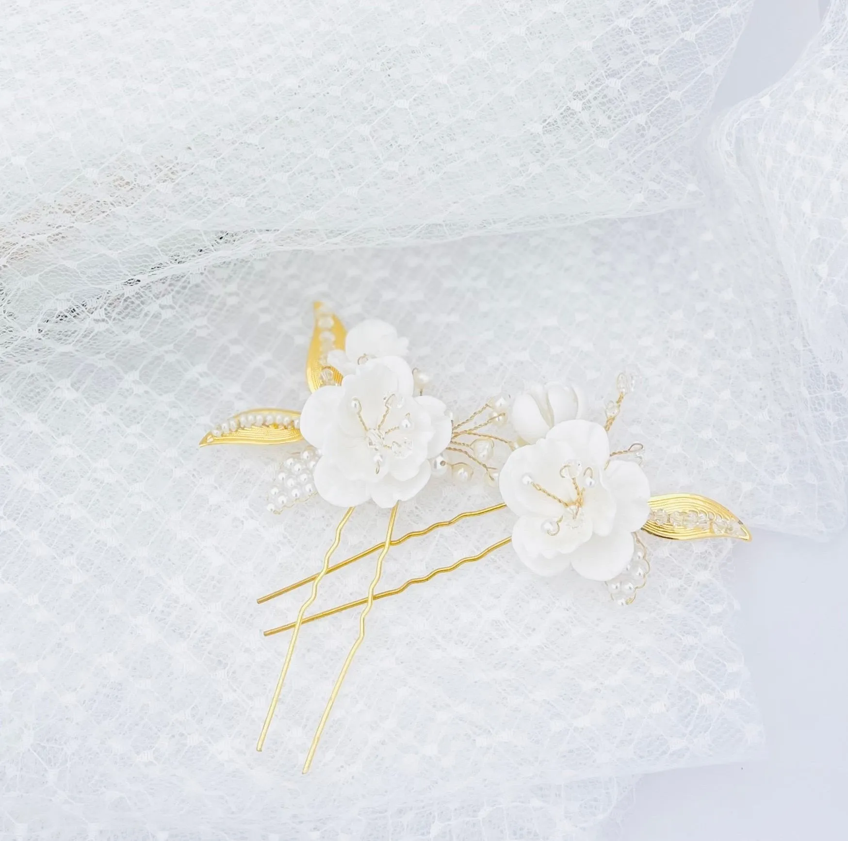 floral hair pin set of 2- BELINA- 24011