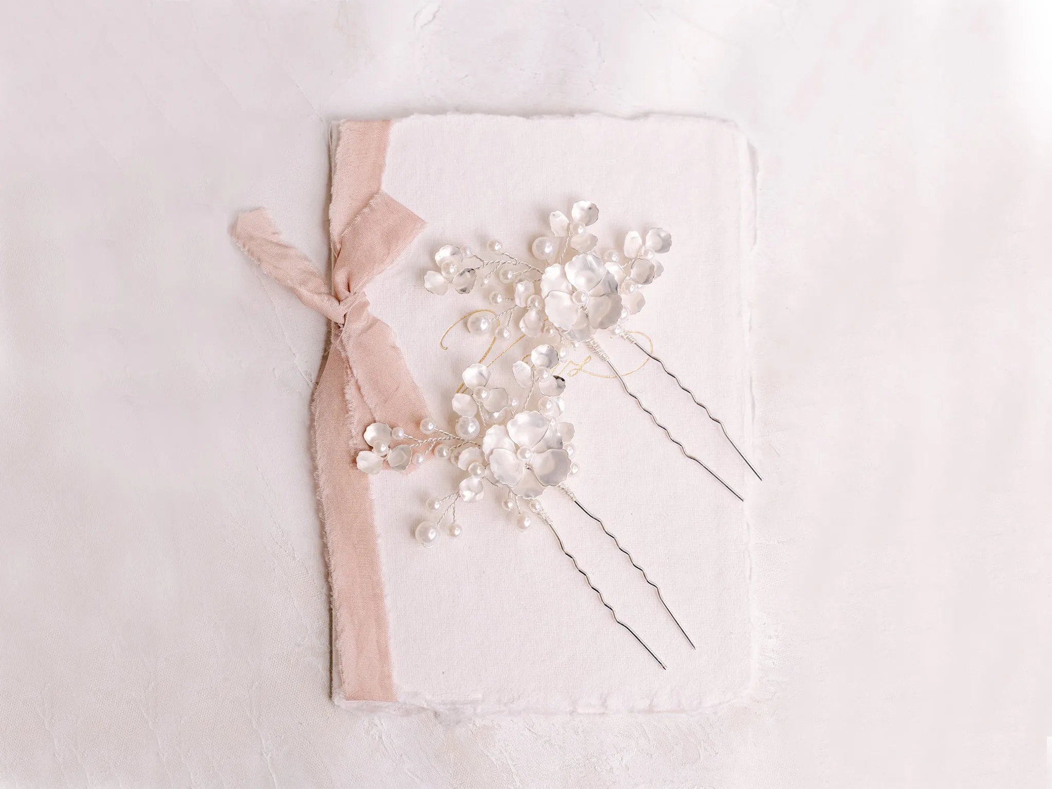 Floral Pearl - Bridal Hair Pin Trio
