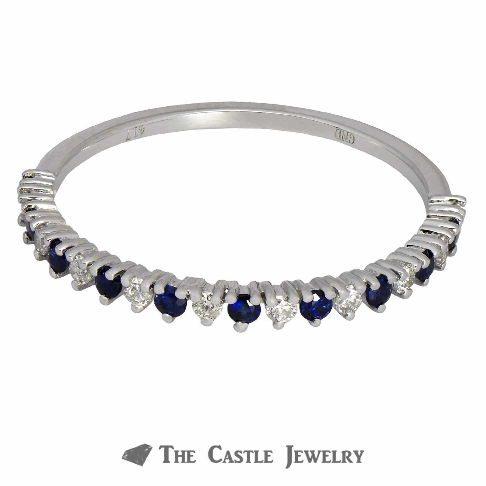 Stackable Ring Alternating Sapphires & Diamonds in 10K Elegant Gift