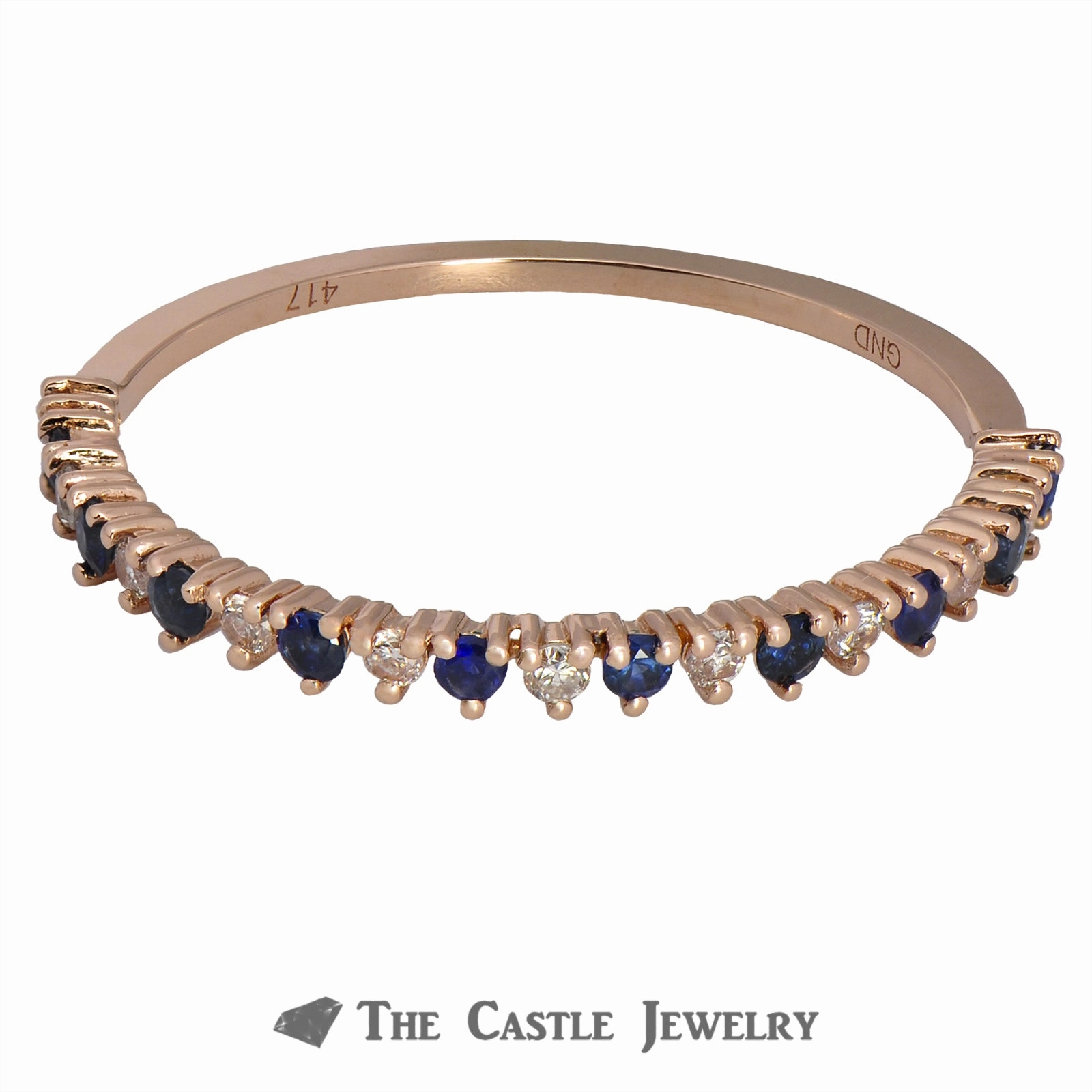 Excellent Decoration Stackable Ring Alternating Sapphires & Diamonds in 10K