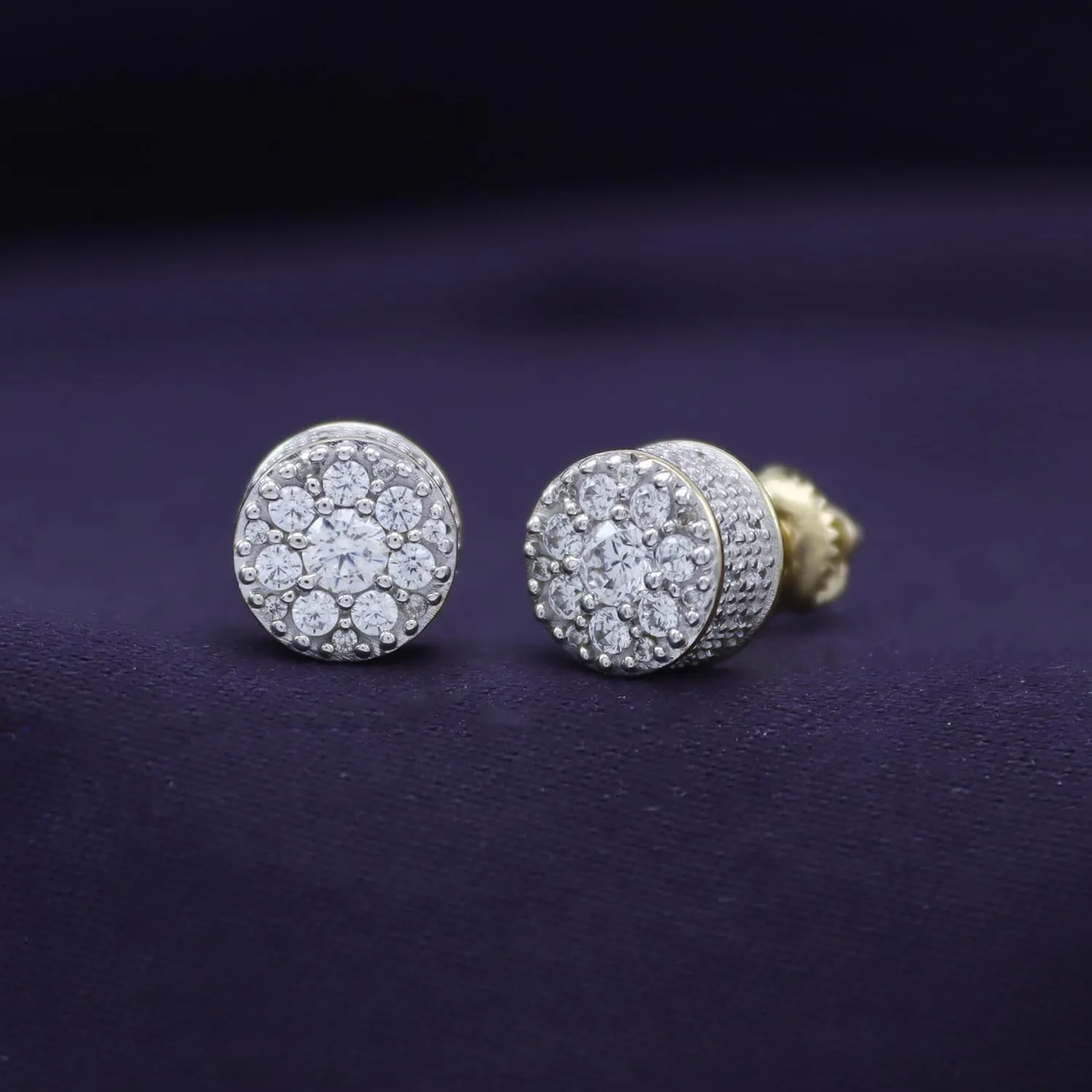 Flower Cluster Stud Earrings for Men 1/2 Cttw Round Natural or Lab Grown Diamond Ear Studs with Screw Backs in 10K or 14K Solid Gold and 925 Sterling Silver Jewelry Gift for Him